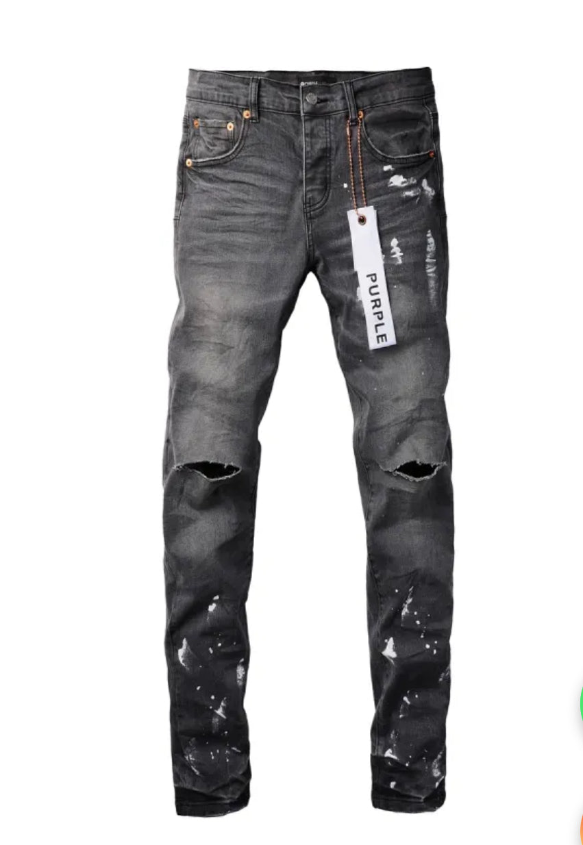 Purple Brand Jeans Ripped Grey Paint