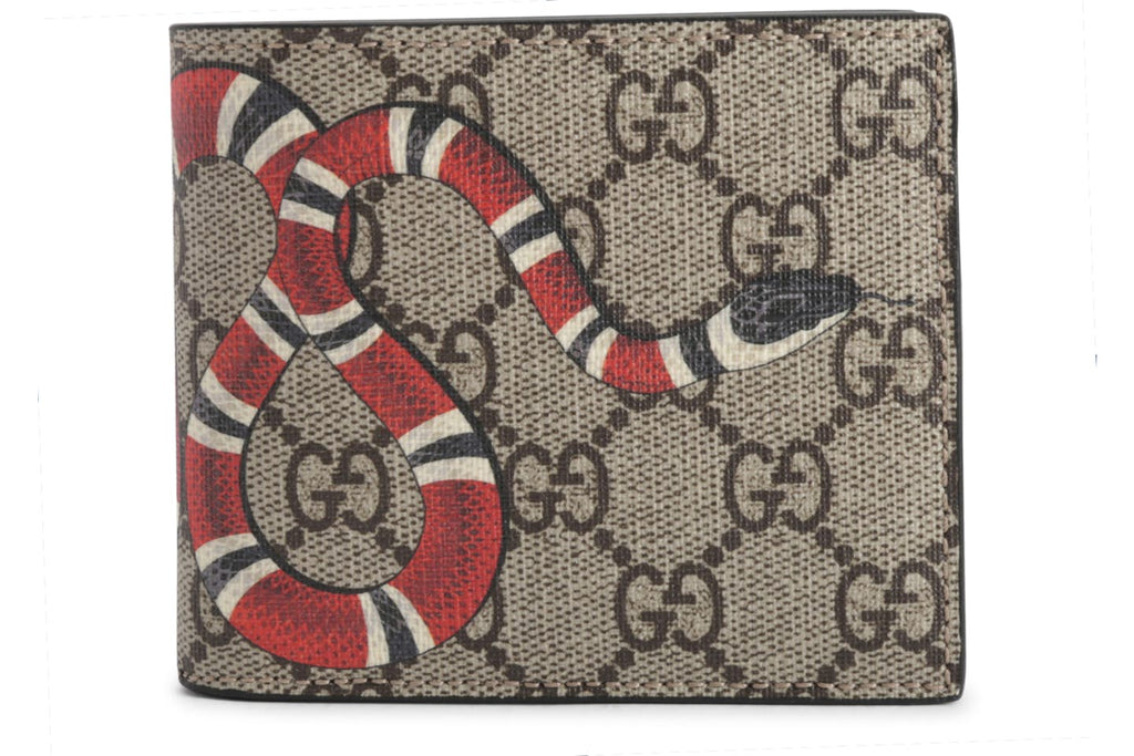Gucci Bifold Wallet GG Supreme Kingsnake Beige
