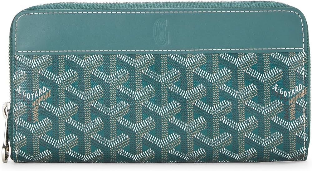 Goyard Pre-Loved Green Goyardine Matignon Continental Zip Wallet GM, Green