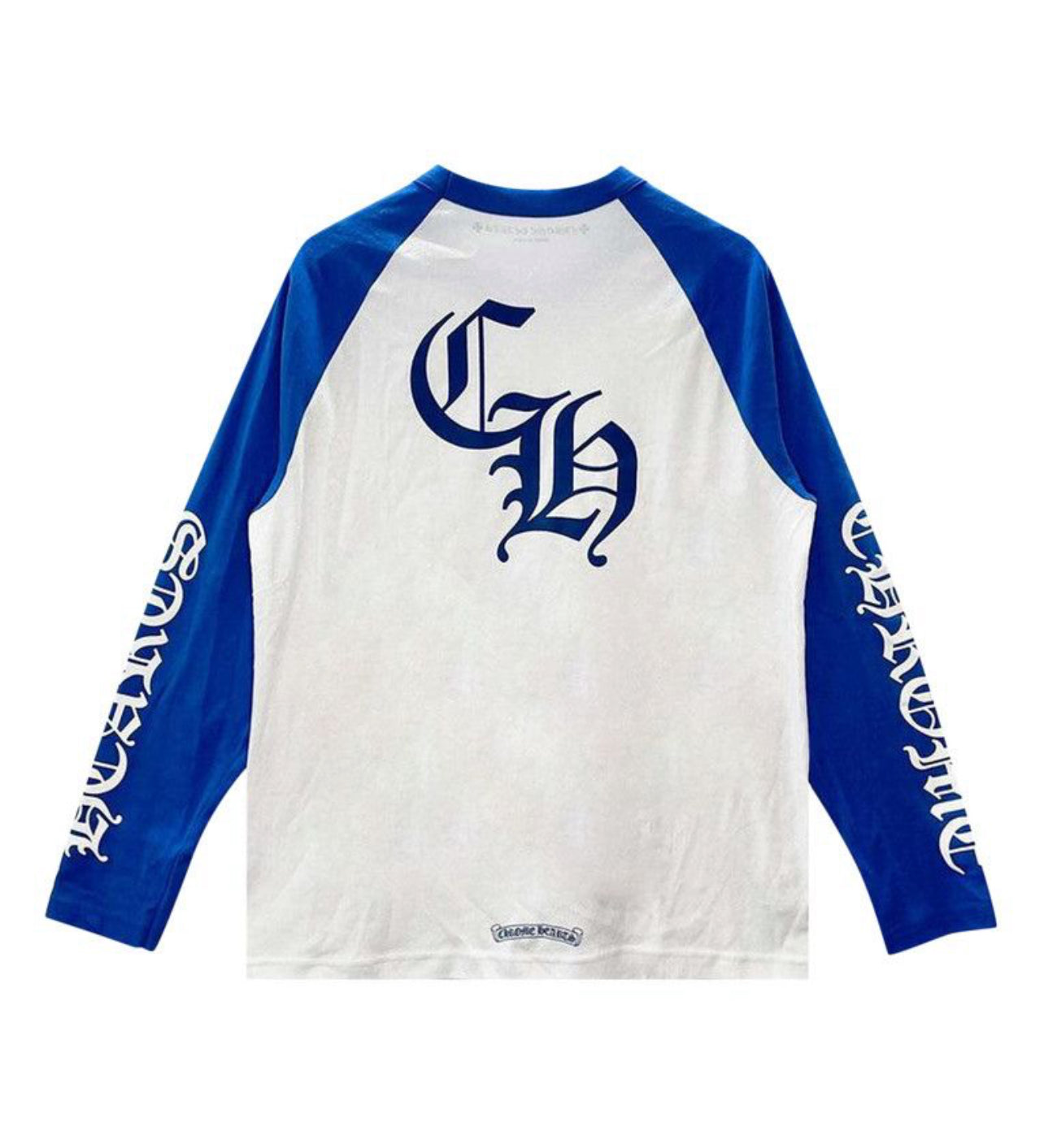 Chrome Heart Long Sleeve Horsheshoe Baseball Tee White/Blue