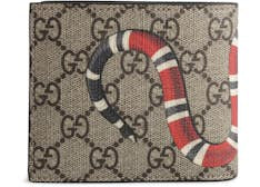 Gucci Bifold Wallet GG Supreme Kingsnake Beige