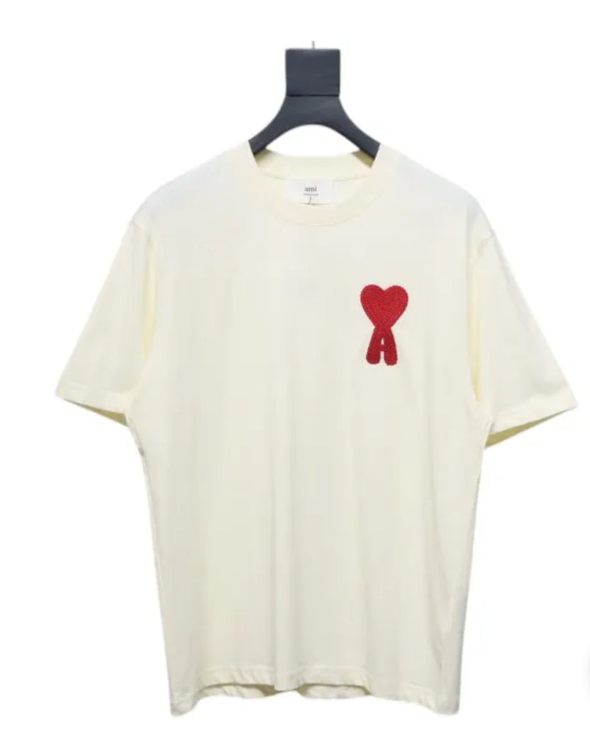 Ami De Coeur Beige Cotton Patch T-Shirt