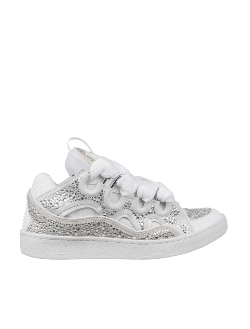 Lanvin Curb Sneakers Rhinestone White