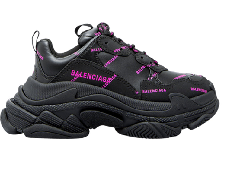 Balenciaga Triple S Allover Logo Black Pink